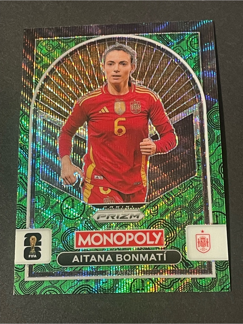 Panini 2026 Prizm Monopoly FIFA World Cup Aitana Bonmatí Spain #99 Green Wave - Picture 3 of 6